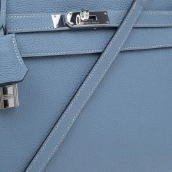 Hermes Blue Lin Togo Palladium Hardware Kelly Retourne 32 Bag For Women -Deals Hermes Store luxury women hermes used handbags p52779 008