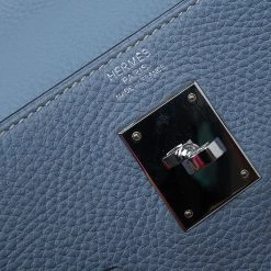 Hermes Blue Lin Togo Palladium Hardware Kelly Retourne 32 Bag For Women -Deals Hermes Store luxury women hermes used handbags p52779 016