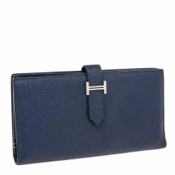Hermes Navy Blue Epsom Leather Bearn Gusset Wallet For Women -Deals Hermes Store luxury women hermes used handbags p529225 003