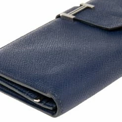 Hermes Navy Blue Epsom Leather Bearn Gusset Wallet For Women -Deals Hermes Store luxury women hermes used handbags p529225 008