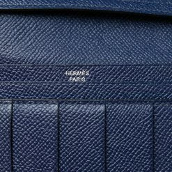 Hermes Navy Blue Epsom Leather Bearn Gusset Wallet For Women -Deals Hermes Store luxury women hermes used handbags p529225 013
