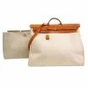 Hermes Tan Leather And Beige Toile Canvas Large Herbag For Women