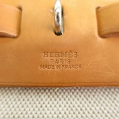 Hermes Tan Leather And Beige Toilea Canvas Herbag MM For Women -Deals Hermes Store luxury women hermes used handbags p5302 013