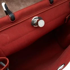 Hermes Brick Red/Moka Canvas And Leather Herbag Zip 39 Bag For Women -Deals Hermes Store luxury women hermes used handbags p533566 004