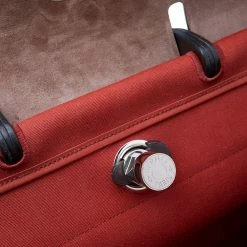 Hermes Brick Red/Moka Canvas And Leather Herbag Zip 39 Bag For Women -Deals Hermes Store luxury women hermes used handbags p533566 005