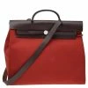 Hermes Brick Red/Moka Canvas And Leather Herbag Zip 39 Bag For Women -Deals Hermes Store luxury women hermes used handbags p533566 010