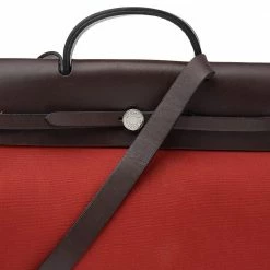 Hermes Brick Red/Moka Canvas And Leather Herbag Zip 39 Bag For Women -Deals Hermes Store luxury women hermes used handbags p533566 011