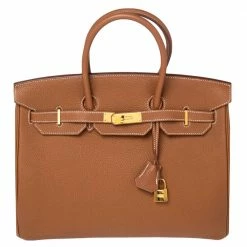 Hermes Gold Togo Leather Gold Finished Birkin 35 Bag For Women