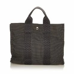 Hermes Grey Canvas Fabric Herline PM Tote Bag For Women -Deals Hermes Store luxury women hermes used handbags p536480 011