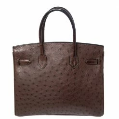 Hermes Chocolate Ostrich Gold Finish Birkin 30 Bag For Women -Deals Hermes Store luxury women hermes used handbags p537723 003