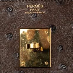 Hermes Chocolate Ostrich Gold Finish Birkin 30 Bag For Women -Deals Hermes Store luxury women hermes used handbags p537723 006