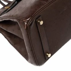 Hermes Chocolate Ostrich Gold Finish Birkin 30 Bag For Women -Deals Hermes Store luxury women hermes used handbags p537723 017