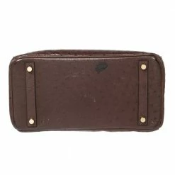 Hermes Chocolate Ostrich Gold Finish Birkin 30 Bag For Women -Deals Hermes Store luxury women hermes used handbags p537723 019