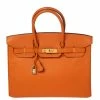 Hermes Hermès Orange Epsom Leather Gold Finished Birkin 35 Bag For Women -Deals Hermes Store luxury women hermes used handbags p537755 002