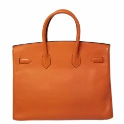Hermes Hermès Orange Epsom Leather Gold Finished Birkin 35 Bag For Women -Deals Hermes Store luxury women hermes used handbags p537755 003