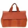 Hermes Orange/Cigare Canvas And Chamonix Leather Valparaiso MM Bag For Women