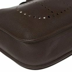 Hermes Cacao Togo Leather Palladium Plated Evelyne III GM Bag For Women -Deals Hermes Store luxury women hermes used handbags p542398 003