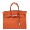 Hermes Terre Battue Togo Leather Palladium Plated Birkin 35 Bag For Women -Deals Hermes Store luxury women hermes used handbags p542399 004