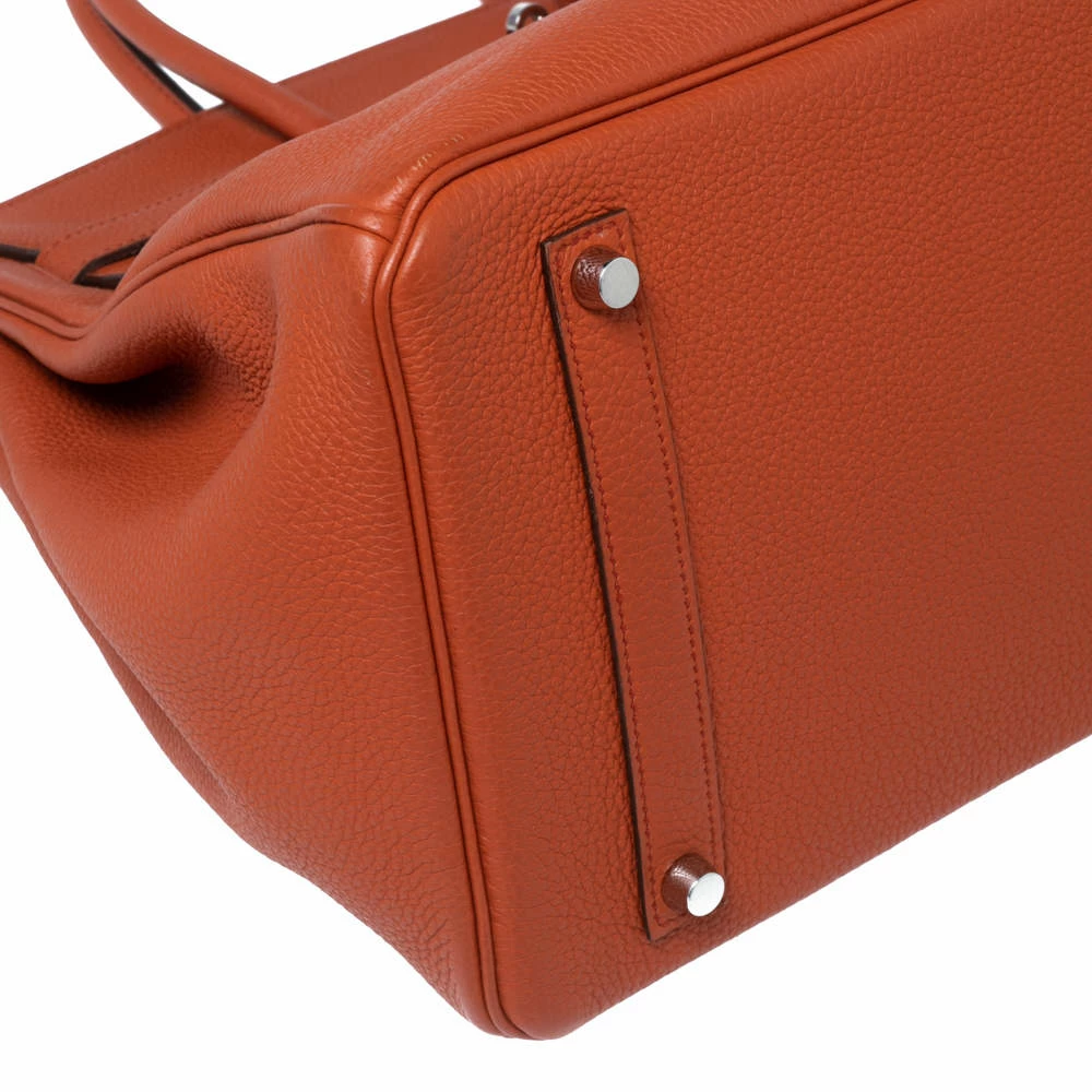 Hermes Terre Battue Togo Leather Palladium Plated Birkin 35 Bag For Women 18 Hermes Terre Battue Togo Leather Palladium Plated Birkin 35 Bag For Women - Image 16