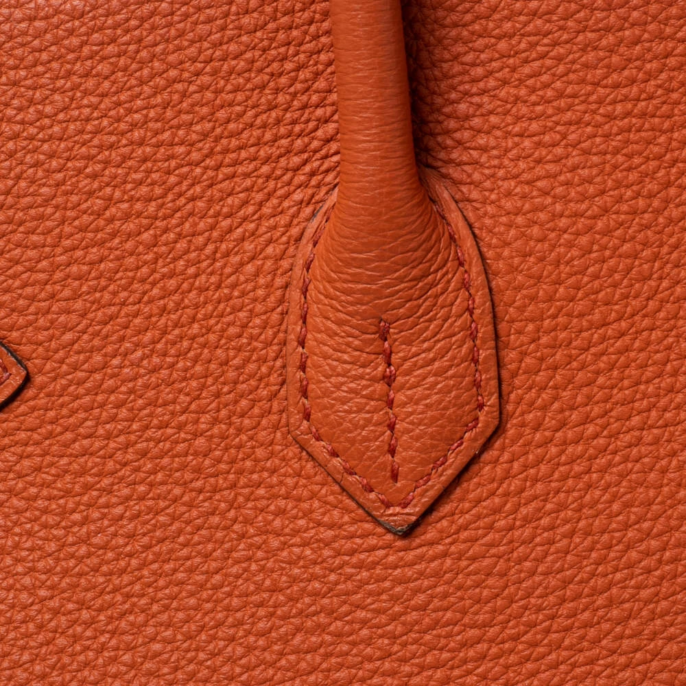 Hermes Terre Battue Togo Leather Palladium Plated Birkin 35 Bag For Women 8 Hermes Terre Battue Togo Leather Palladium Plated Birkin 35 Bag For Women - Image 6