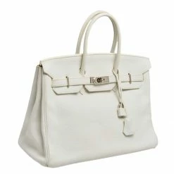 Hermes Blanc Togo Leather Palladium Plated Birkin 35 Bag For Women -Deals Hermes Store luxury women hermes used handbags p543620 009