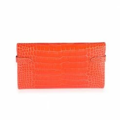 Hermes Tangerine Shiny Alligator Leather Classic Kelly Wallet For Women 13 Hermes Tangerine Shiny Alligator Leather Classic Kelly Wallet For Women -Deals Hermes Store luxury women hermes used handbags p549803 003