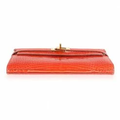 Hermes Tangerine Shiny Alligator Leather Classic Kelly Wallet For Women 14 Hermes Tangerine Shiny Alligator Leather Classic Kelly Wallet For Women -Deals Hermes Store luxury women hermes used handbags p549803 004