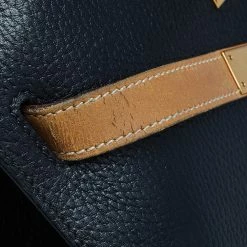 Hermes Black/Natural Ardennes And Chamonix Gold Plated Kelly Sport Bag For Women -Deals Hermes Store luxury women hermes used handbags p551673 015