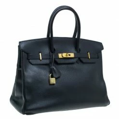 Hermes Noir Togo Leather Gold Hardware Birkin 35 Bag For Women -Deals Hermes Store luxury women hermes used handbags p55742 003