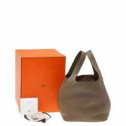 Hermes Etoupe Clemence Leather Picotin Lock PM Bag For Women -Deals Hermes Store luxury women hermes used handbags p557909 007