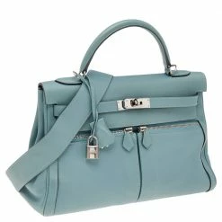 Hermes Ciel Swift Leather Palladium Plated Kelly Lakis 32 Bag For Women -Deals Hermes Store luxury women hermes used handbags p558391 012