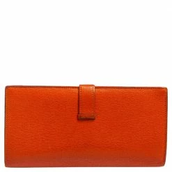 Hermes Hermés Feu Mysore Leather Bearn Gusset Wallet For Women -Deals Hermes Store luxury women hermes used handbags p559959 001