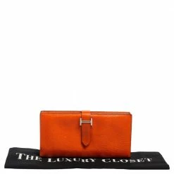 Hermes Hermés Feu Mysore Leather Bearn Gusset Wallet For Women -Deals Hermes Store luxury women hermes used handbags p559959 011