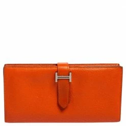 Hermes Hermés Feu Mysore Leather Bearn Gusset Wallet For Women