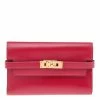 Hermes Rouge Vif Tadelakt Leather Kelly Depliant Medium Wallet For Women -Deals Hermes Store luxury women hermes used handbags p562438 005