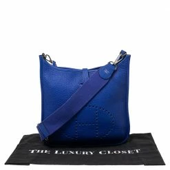 Hermes Blue Electric Togo Leather Evelyne III PM Bag For Women -Deals Hermes Store luxury women hermes used handbags p564389 005
