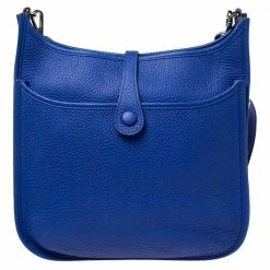 Hermes Blue Electric Togo Leather Evelyne III PM Bag For Women -Deals Hermes Store luxury women hermes used handbags p564389 006