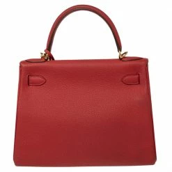 Hermes Rouge Piment Togo Leather Gold Plated Kelly Retourne 28 Bag For Women -Deals Hermes Store luxury women hermes used handbags p564887 006