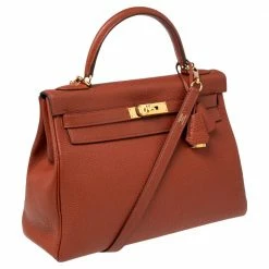Hermes Brique Togo Leather Gold Plated Kelly Retourne 32 Bag For Women -Deals Hermes Store luxury women hermes used handbags p564941 005