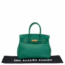 Hermes Hermès Vert Vertigo Evercolor Leather Gold Finished Birkin 30 Bag For Women -Deals Hermes Store luxury women hermes used handbags p566288 011