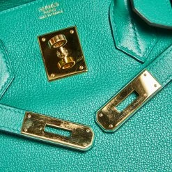 Hermes Hermès Vert Vertigo Evercolor Leather Gold Finished Birkin 30 Bag For Women -Deals Hermes Store luxury women hermes used handbags p566288 021