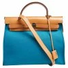 Hermes Bleu Izmir/Natural Canvas And Leather Herbag Zip 31 Bag For Women