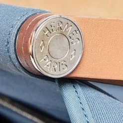 Hermes Bleu Tempete/Natural Canvas Cabag PM Tote Bag For Women -Deals Hermes Store luxury women hermes used handbags p567938 003