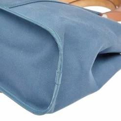 Hermes Bleu Tempete/Natural Canvas Cabag PM Tote Bag For Women -Deals Hermes Store luxury women hermes used handbags p567938 012