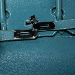 Hermes Bleu Jean Togo Leather Palladium Plated JPG Birkin 42 For Women -Deals Hermes Store luxury women hermes used handbags p568746 013