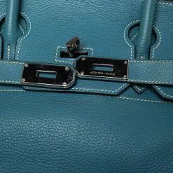 Hermes Bleu Jean Togo Leather Palladium Plated JPG Birkin 42 For Women -Deals Hermes Store luxury women hermes used handbags p568746 015