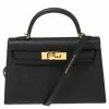Hermes Noir Epsom Leather Gold Hardware Mini II Kelly Bag For Women -Deals Hermes Store luxury women hermes used handbags p569341 009