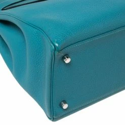 Hermes Bleu Jean Togo Leather Palladium Finish Kelly Retourne 35 Bag For Women -Deals Hermes Store luxury women hermes used handbags p570035 005