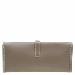 Hermes Brown Epsom Leather Jige Clutch For Women -Deals Hermes Store luxury women hermes used handbags p57048 004