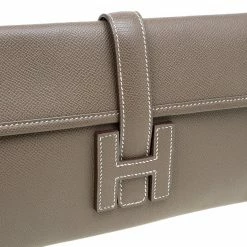 Hermes Brown Epsom Leather Jige Clutch For Women -Deals Hermes Store luxury women hermes used handbags p57048 008